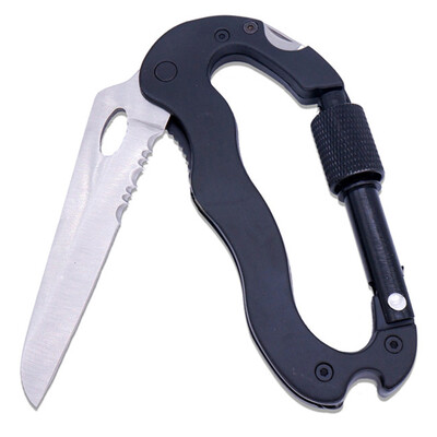

MyMei Multi-function 5 in 1 Outdoor Knife Carabiner Opener Screwdriver Tool Camping Climbing Equipment Survival Tactical Gear