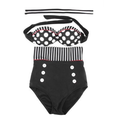 

Retro Sexy High Waist Swimsuit Swimwear Bathing Push Up Bikini Set Polka Dot