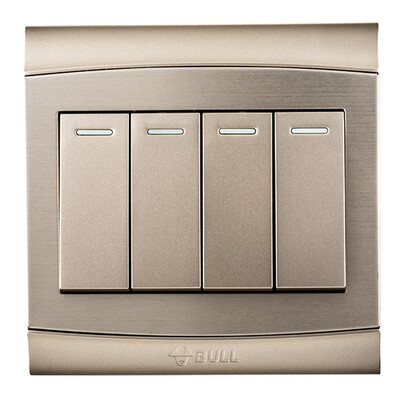 

Bull BULL switch socket G19 series four open dual control switch 86 type panel G19K412Y metal wire drawing panel champagne gold