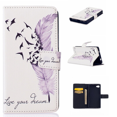

Plumes Design PU Leather Flip Cover Wallet Card Holder Case for SONY Xperia Z5 CompactMini