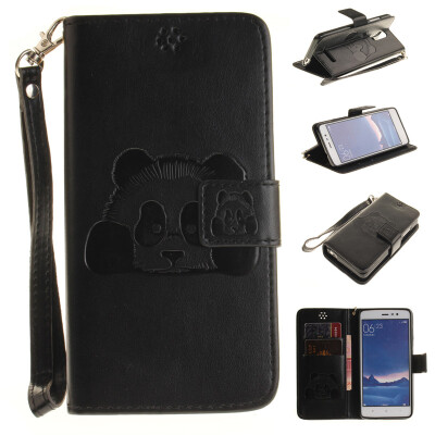 

Black Panda Style Embossing Classic Flip Cover with Stand Function and Credit Card Slot for XIAOMI RedMi Note3