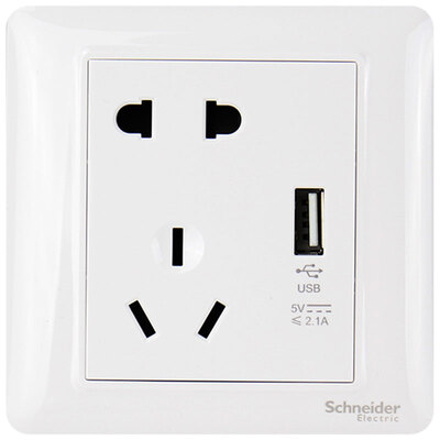

Schneider Schneider switch socket socket panel 10A five holes with USB socket panel 21A Rui Yi series white