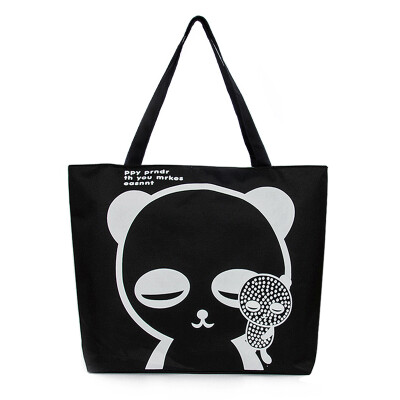 

Bag (lad maitres) handbags canvas bag shoulder bag cartoon ladies handbag large capacity green shopping bag D706 black