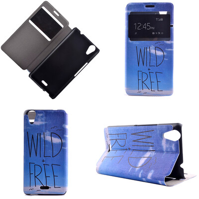 

Wild Free Design PU Leather Flip Cover Wallet Card Holder Case for Wiko Rainbow Up
