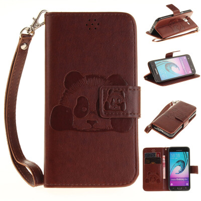 

Brown Panda Style Embossing Classic Flip Cover with Stand Function and Credit Card Slot for SAMSUNG GALAXY J3 2016/J310