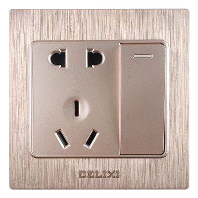 

Delixi (DELIXI) switch socket panel a five-hole socket with double control switch drawing purple series