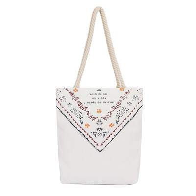 

Bag inside the famous sac maitres printed canvas single shoulder bag school literature small fresh handbag shopping bag FB015 white