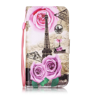 

Flower Tower Design PU Leather Flip Cover Wallet Card Holder Case for Samsung Galaxy S6 Edge/G9250