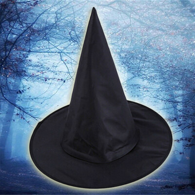 

MyMei Black Witch Hat Satin Witches Hat Gothic Adult Womens Halloween Costume Accessory Witch Dress Up Magic Props