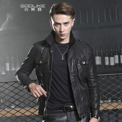 

Men's leather jacket long sleeve autumn witer clothing genuine sheepskin motocycle coat real leather the newest simple style