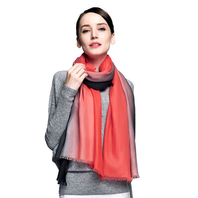 

Bao Shengxiang 200 cashmere scarves lady autumn&winter gradient shawl warm collar red&black