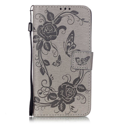 

Gray Butterfly PU Leather Flip Cover Wallet Card Holder Case for SAMSUNG J510