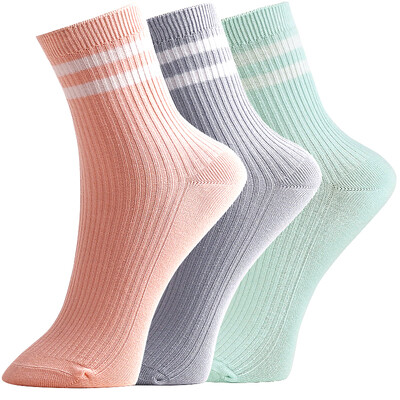 

Jingdong supermarket red beans hongdou socks female socks casual cotton socks knitted stripes simple four seasons in the tube socks H7W020 three pairs of uniforms