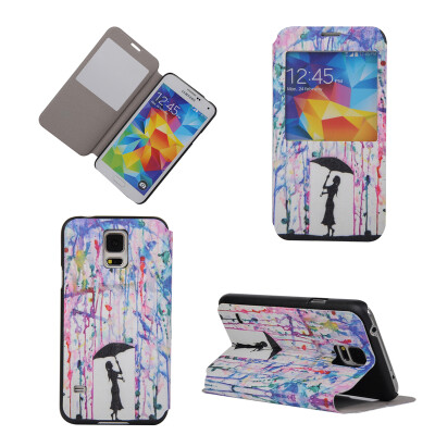 

Girl under Umbrella Design PU Leather Flip Cover Wallet Card Holder Case for Samsung Galaxy S5 Mini