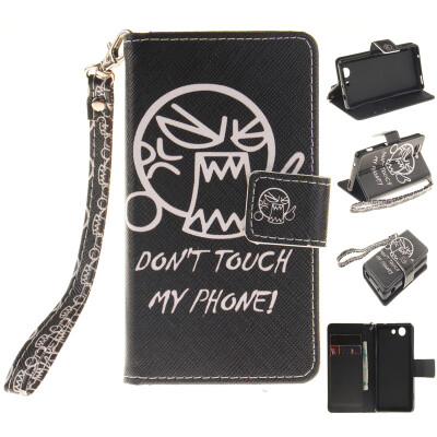 

Do not touch me Design PU Leather Flip Cover Wallet Card Holder Case for SONY Xperia Z3 Compact/Z3 mini