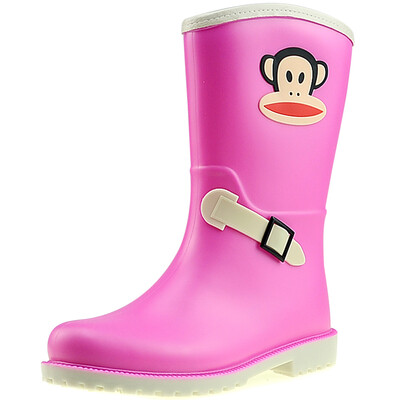 

[Jingdong supermarket] PaulFrank mouth monkey rain boots fashion boots women in the tube color water shoes PF1003 pink 36 yards