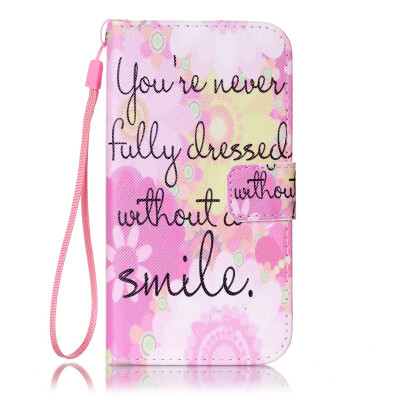 

Pink Smile Design PU Leather Flip Cover Wallet Card Holder Case for SAMSUNG J5