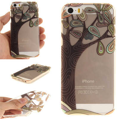 

Hand painted trees Pattern Soft Thin TPU Rubber Silicone Gel Case Cover for IPHONE 55S5SE