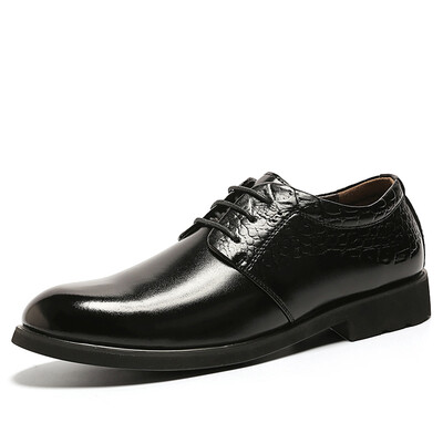 

COSO business casual shoes breathable lace male shoes round head British low to help dress shoes crocodile pattern business casual shoes C801 black 42 yards
