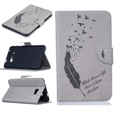 

Gray feathers Style Embossing Classic Flip Cover with Stand Function and Credit Card Slot for SAMSUNG Galaxy Tab J 7.0 LTE T285