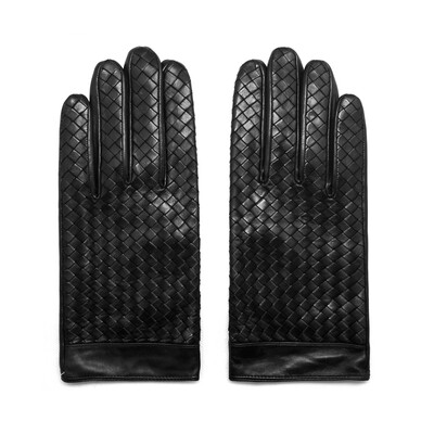 

MARJA KURKI imported sheepskin fashion woven pattern design gloves mens winter warm black 5V91L399