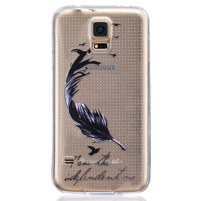 

Black feathers Pattern Soft Thin TPU Rubber Silicone Gel Case Cover for SAMSUNG GALAXY S5