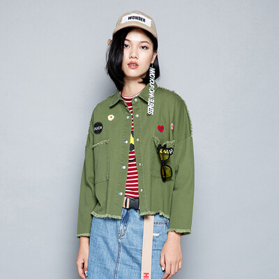 

Semir Lady Print Embroidery Embroidery Knitting Jacket Korean 19316080358 Army Green L