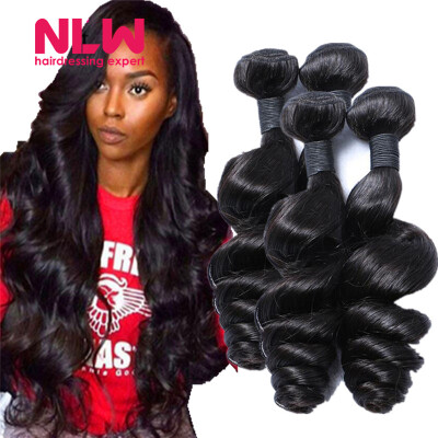 

N.L.W. 10A Brazilian virgin human hair 4 bundles Loose wave hair extensions