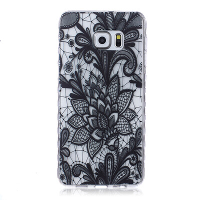 

Black Rose Pattern Мягкий тонкий ТПУ Резиновая крышка силиконовый гель чехол для SAMSUNG GALAXY S6 Edge Plus