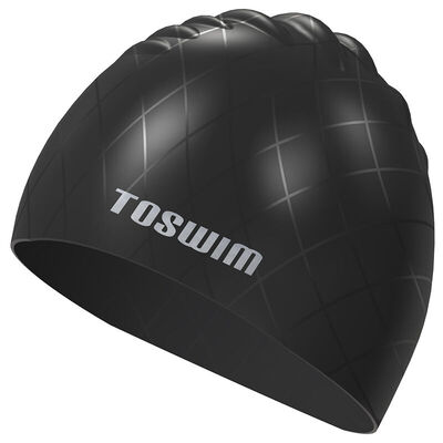 

TOSWIM (TOSWIM) плавательные колпачки черные серебряные серии плавательные колпачки мужчины и женщины длинные волосы водонепроницаемые защита для ушей силиконовые плавательные колпачки личность удобный джентльмен черный