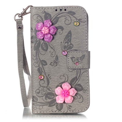 

Gray Butterfly PU Leather Flip Cover Wallet Card Holder Case for HUAWEI Y625