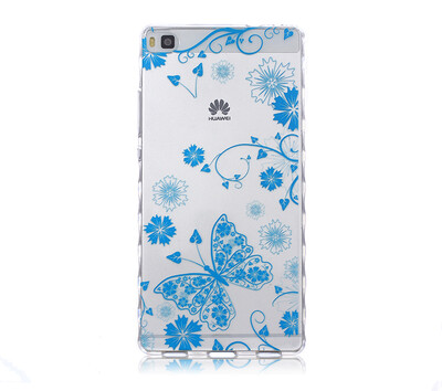 

Blue butterfly Pattern Soft Thin TPU Rubber Silicone Gel Case Cover for HUAWEI P8