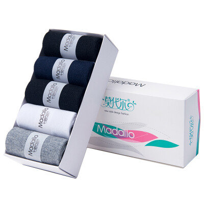 

Jingdong Supermarket] Modal (MADALLO) men's socks in the tube solid color breathable cotton socks mixed color 5 double gift box uniform