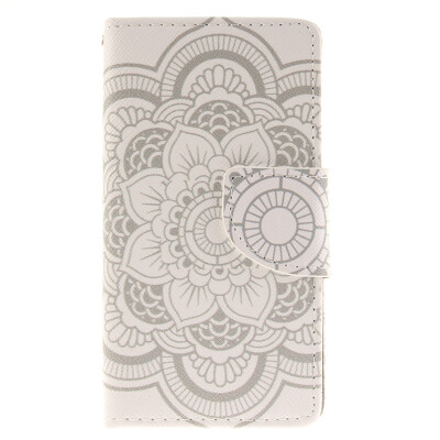 

White flowers Design PU Leather Flip Cover Wallet Card Holder Case for LG Leon