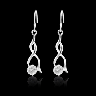 

Women Silver-Plated Twist Crystal Dangle Hook Earrings Charm Jewelry