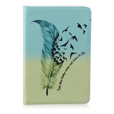 

Feathers and birds Style Embossing Classic Flip Cover with Stand Function and Credit Card Slot for iPad Mini 1/2/3