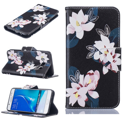 

Black lily Design PU Leather Flip Cover Wallet Card Holder Case for SAMSUNG Galaxy J5 2016/J510