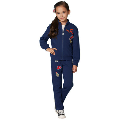

JJLKIDS Partner Club Kids Girls' Kids Children's Trousers Leisure Sports Trousers Pants Two-piece Set GCZ61039 Navy 140