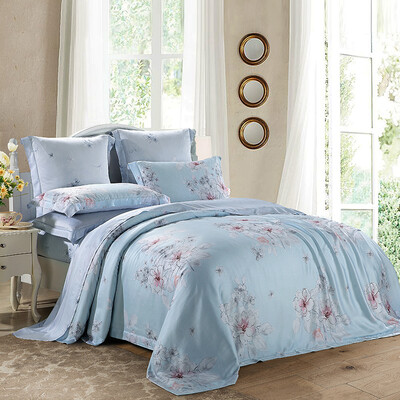 

Somerelle double-sided tencel active printing double bed sheets four sets of Lai Sai Si Silk bedding four sets of 18 meters bed - Angela blue 220 240cm