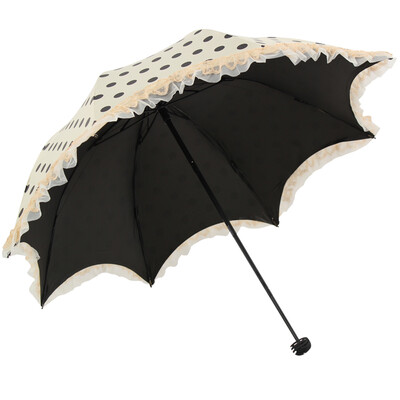 

Umbrella Umbrella UPF50 Vinyl Silk Screen Black Dot Puzzle Double Lace Lace Trinity Mushroom Sunny Umbrella Umbrella Beige 30046ELCJ
