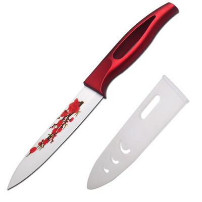 

XYJ Brand 5 Inch Slicing Knife Red Flower Pattern Blade Ceramic Knife New Arrival Kitchen Knife