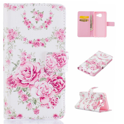 

Pink Rose Design PU Leather Flip Cover Wallet Card Holder Case for SAMSUNG GALAXY A3 2016/A310