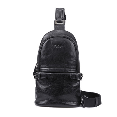 

Pierre cardin (pierre cardin) men's chest bag men bag casual backpack Korean version of the Messenger bag retro cow leather tide male package JEV105127A black