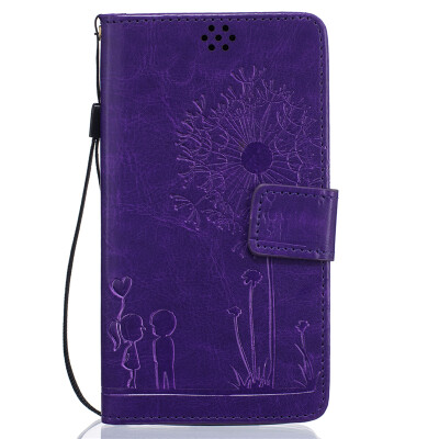 

Purple Lovers and Dandelion Style Embossing Classic Flip Cover with Stand Function and Credit Card Slot for LG G4