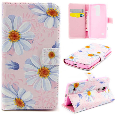 

Pink Flower Design PU Leather Flip Cover Wallet Card Holder Case for LG Magna H502