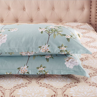 

Yingxin Home Textiles cotton skin-friendly pillowcase high density twill printing pillow bag 1 48 74cm Qingxin Garden green