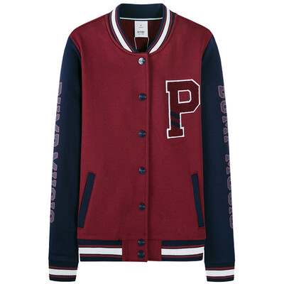 

Semir Ladies Printed Baseball Jacket Jacket Jacket Tide 12316080002 Wine Red M