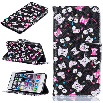 

Black cat Design PU Leather Flip Cover Wallet Card Holder Case for IPHONE 6 PLUS/6S PLUS