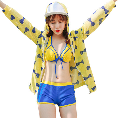 

QIHAI 6605-1 children&39s swimsuit girls comfortable fashion blouse swimwear Korean split three-piece hot spring swimsuit pink XL