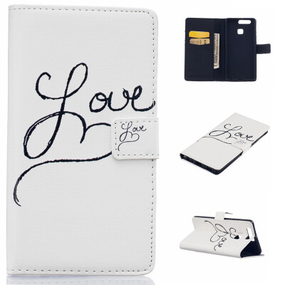 

Love Design PU Leather Flip Cover Wallet Card Holder Case for HUAWEI P9